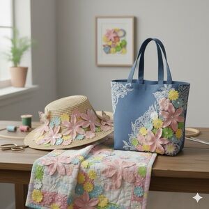 NEW Lovely stash of 500 fabric collage flowers Lakeshore crafts art supplies